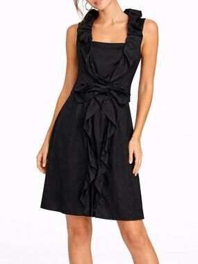Milly Black Ruffle Bow Front Dress Size 6